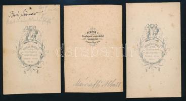 cca 1965 3 darab kabinetfotó Veress Ferencz kolozsvári műterméből, 2 nevesítve, folttal, lyukkal, eg...