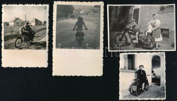 4 darab motorozás témájú fotó, 9x6 cm alatt