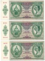 1936. 10P (3x) sorszámkövetők "B 050 097182 - B 050 097184" T:UNC Adamo P9