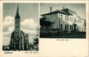 1940 Jászkisér, Római katolikus templom és iskola. Szanku Sándor kiadása (EK)