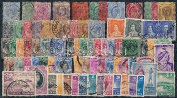 Brit gyarmati összeállítás, benne 41 db maláj + 36 db szingapúri bélyeg