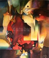 Csóka László (1967-): Zuhanás, 2016. Olaj, vászon, jelezve jobbra lent: Csóka 16. 100x85 cm.