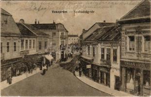 1918 Veszprém, Szabadság tér, Ipartestület, Deutsch Izidor, Ungar Lipót, Weisz Mór üzlete. P. A. kiadása (EB)