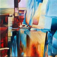 Csóka László (1967-): Párkányok, 2018. Olaj, vászon, jelezve jobbra lent: Csóka 18. 100x100 cm.  KIZÁRÓLAG SZEMÉLYES ÁTVÉTEL, NEM POSTÁZZUK! / ONLY PERSONAL COLLECTION AT OUR OFFICE!