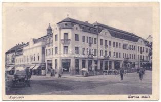 Kaposvár, Korona szálloda és kávéház, Szabó Lipót üzlete, automobil (ázott / wet damage)