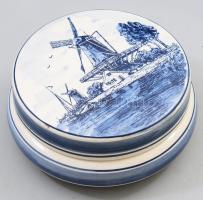 Delft malom mintás bonbonier, jelzett, hibátlan, d: 13 cm