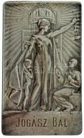 Telcs Ede (1872-1948) DN "Jogász Bál" egyoldalas, ezüstözött bronz lemez emlékplakett (48x79mm) T:XF, ezüstözés pár helyen enyhén lekopott
