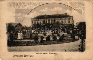 Orosháza, Állami polgári iskola, Árpád tér. Pless N. kiadás. Art Nouveau (EB)