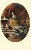 Italian art postcard, baroque lady, Italien Gravur 1965. s: Pontor, Olasz művészlap, barokk hölgy, Italien Gravur 1965. s: Pontor