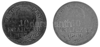 1869KB 10kr Ag "Magyar Királyi Váltó Pénz" + 1870KB 10kr Ag "Váltó Pénz" T:VF,F, patina Adamo M10.1