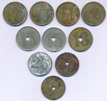 Belgium DN Gent "Hotel Elisabeth Gand St. Pierre", "10", "15", "16", "25", "30" és "1.00" névértékű fém szükségpénzek (10db, 6xklf) T:XF-F Belgium ND Gent "Hotel Elisabeth Gand St. Pierre", metal necessity money with value "10", "15", "16", "25", "30" and "1.00" (10pcs, 6xdiff) C:XF-F