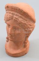Női fej kerámia asztaldísz, sérüléssel, m: 17,5 cm