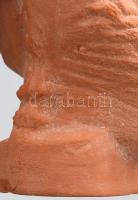 Női fej kerámia asztaldísz, sérüléssel, m: 17,5 cm