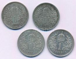 Ausztria 1899-1915. 1K Ag "Ferenc József" (4db, 2xklf) T:XF,VF Austria 1899-1915. 1 Corona Ag "Franz Joseph" (4pcs, 2xdiff) C:XF,VF Krause KM#2808