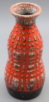 Erdélyi István piros vonalazott váza, hibátlan, m: 25 cm