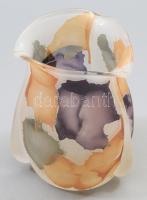 Ira Kristall savmaratott foltozott mintás váza, címkével jelzett, hibátlan, m: 15 cm