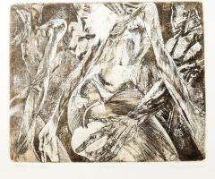 Szántó Dezső (1958-): Páris almája, 2001. Aquatinta, lágyalap, papír. Próbanyomat próba 3 jelzéssel. 24×30 cm