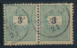 1889 3kr pár, a bal oldali bélyeg sztereo jegyekkel