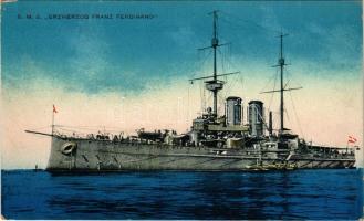 1916 SMS Erzherzog Franz Ferdinand az Osztrák-Magyar Haditengerészet Radetzky-osztályú csatahajója / K.u.K. Kriegsmarine / Austro-Hungarian Navy ironclad warship + "K.u.K. Festungsartillerieregiment Graf Colloredo Mels Beleuchtungsabteilung Nr. 1." "K.uK. MARINEFELDPOSTAMT POLA" (EK)