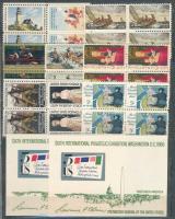 USA kis összeállítás 1932-től, benne 4-es tömbök is, 2 db közepes berakólapon (8 bélyeg falcos)