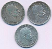 Szerbia 1912-1915. 1D Ag "I. Péter" (3db, 2xklf) T:XF
Serbia 1912-1915. 1 Dinar Ag "...