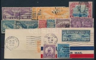 USA kis légiposta bélyeg tétel stecklapon, jobbakkal