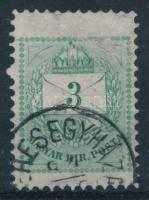 1881 3kr extrém magasra fogazva "(VE)RESEGYHÁZA"