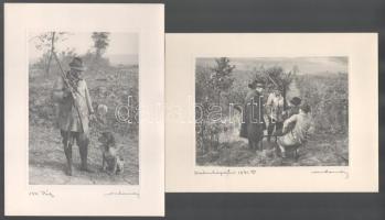 cca 1932 Orphanidesz János (1876-1939): vadász fotók: Budakeszi, Göd, szalonka vadászat, Páty. 4 db fotó kartonon, ceruzával feliratozott, jelzett, lap méret 24x18 cm