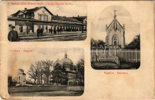Krasne, Stacya kolej. Krasne-Busk, Cerkiew, Kaplica / railway station, church, chapel. Michal Ciokan (EK)