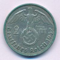 Német Harmadik Birodalom 1937F 2M Ag "Hindenburg" T:XF,VF patina, ph. German Third Reich 1937F 2 Reichsmark Ag "Hindenburg" C:XF,VF patina, edge error Krause KM#93