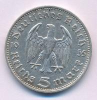 Német Harmadik Birodalom 1935D 5M Ag "Hindenburg" T:XF German Third Reich 1935D 5 Reichsmark Ag "Hindenburg" C:XF Krause KM#86