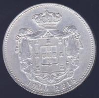Portugália 1899. 1000R I. Károly Ag T:2 apró ph