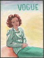 Jelzés nélkül: Vogue (divatrajz). Akvarell, papír, 31,5x23,5 cm
