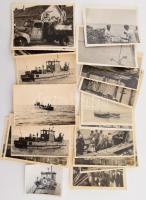 cca 1949-1952 Balatoni halászattal kapcsolatos fotó tétel: a siófoki Balatoni Állami Halászat tehera...
