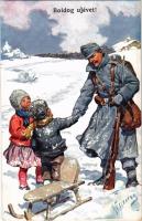 1916 Boldog Újévet! A 69-es özvegyek és árvák javára / WWI Austro-Hungarian K.u.K. military, New Year greeting, charity fund s: K. Feiertag + "K.u.K. FELDPOSTAMT 90."