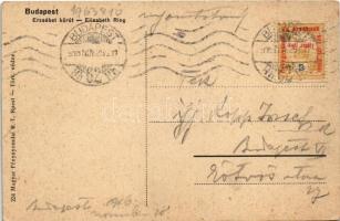 1916 Budapest VIII. Erzsébet körút (Blaha Lujza tér), útépítés, villamosok, fogorvos. Szecessziós ka...