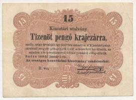 1849. 15kr "Kossuth bankó" T:F erős papír Adamo G102