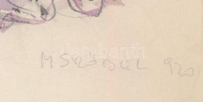 M Sröbel jelzéssel, 2db mű: Hölgy estélyi és nyári ruhában (divatrajz). Akvarell, papír, 31,5x16 cm