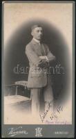 1907 Papp Caius (?) festő dedikált fotója, kabinetfotó Knauer Gyula brassói (Kronstadt, Brasov) műte...