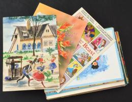 50 db MODERN rajz- és mesefigurás üdvözlő képeslap / 50 modern cartoon and puppet greeting art postcards