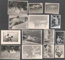 cca 1940, 26 darab amatőr erotikus akt fotó, sokon "Pál Fotóműterem amatőr kidolgozásai Keszthe...