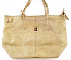 Nila &amp; Nila bőr ezüstszínű női táska, jelzett, kopott, cca 30x50 cm