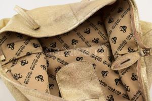 Nila &amp; Nila bőr ezüstszínű női táska, jelzett, kopott, cca 30x50 cm