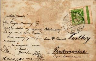 1923 Felsőszeli, Felső-Szeli, Horné Saliby; Obecni Dom / községháza / town hall. photo (gyűrődések /...