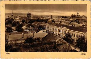 1943 Léva, Levice; látkép. Schulcz Ignác és Fia kiadása / general view (lyukasztott / punched)