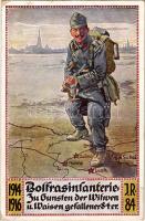 1914-1916 "Brody, Dubno, Rowno, Luzk, Sokal" I.R. 84. Bolfrasinfanterie. Zu Gunsten der Witwen u. Waisen gefallener 84er (K.u.K. Infanterie-Regiment Freiherr von Bolfras Nr. 84.) / WWI Austro-Hungarian K.u.K. military art postcard, 84th Infantry Regiment support fund + "K.u.K. Infanterieregiment Nr. 84. II. Feld Batallion" (Rb)