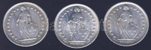 Svájc 1961+1962 1/2Fr Ag T:2- + 1964 1/2Fr Ag T:Bu