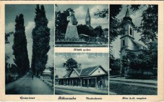 Budapest XVII. Rákoscsaba, Újtelep-fasor, Hősök szobra, emlékmű, Római katolikus templom, Vasútállomás