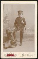 1896 Fiatal fiú kutyával (Moldován Lacika, később bányaegyleti alelnök), vizitkártya Kováts Elek nag...