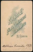 1896 Fiatal fiú kutyával (Moldován Lacika, később bányaegyleti alelnök), vizitkártya Kováts Elek nag...